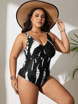 Женский слитный купальник Plus Size