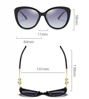Поляризованные очки с черными стеклами и жемчужинами
