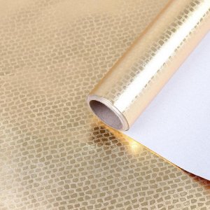 Бумага упаковочная, с тиснением, фольгированная "Мозаика", золотая, 0,7 x 5 м