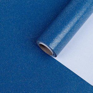 Бумага упаковочная, "Звездная пыль", с блёстками, неоновый синий, 0,7 x 5 м