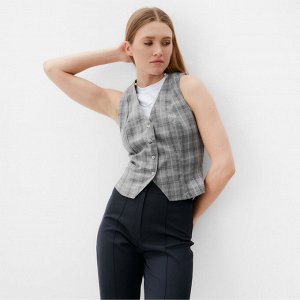 Жилет женский MINAKU: Casual Collection цвет клетка серая