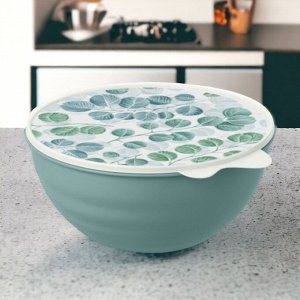 МИСКА С КРЫШКОЙ С ДЕКОРОМ WAVE 3,7Л (Синий)
