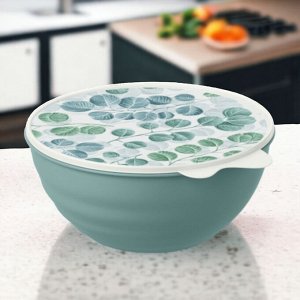МИСКА С КРЫШКОЙ С ДЕКОРОМ WAVE 3,7Л (Синий)