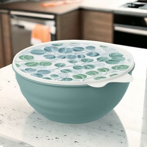 МИСКА С КРЫШКОЙ С ДЕКОРОМ WAVE 3,7Л (Синий)