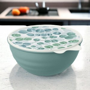 МИСКА С КРЫШКОЙ С ДЕКОРОМ WAVE 3,7Л (Синий)