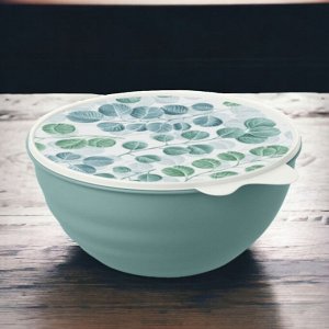 МИСКА С КРЫШКОЙ С ДЕКОРОМ WAVE 3,7Л (Синий)
