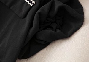 Шифоновое платье с контрастным кантом,  черный