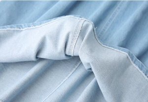 Юбка-миди джинсовая трапециевидная, пояс на резинке, синий