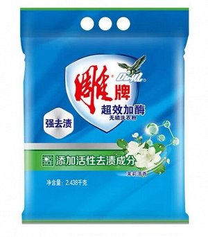 Концентрированный стиральный порошок DIAO для белого и цветного белья, бесфосфатный, с ароматом жасмина 2 кг + 438 гр