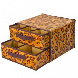 VETTA Кофр-короб жесткий 2-ярусный с рисунком леопард, спанбонд влагостойкий, 30х30х23см