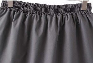 Мини юбка-карго с карманами, пояс на резинке, серый