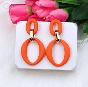 Серьги пластиковые матовые кольца оранжевые