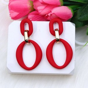 Серьги пластиковые матовые кольца красные