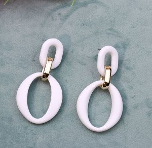 Серьги пластиковые матовые кольца белые