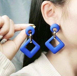 Серьги пластиковые матовые ромбы оранжевые