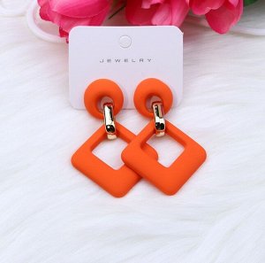 Серьги пластиковые матовые ромбы оранжевые