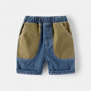 Детские джинсовые шорты на резинке, с текстильными вставками