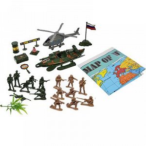 Игровой набор Военные: солдатики, военная техника, оружие, (28 предметов), пластик, 19х5,5х25см