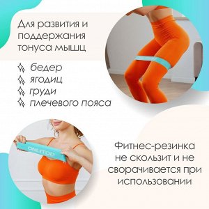 Фитнес-резинка, 30х5х0,09 см, нагрузка 8 кг, цвет бирюзово-голубой