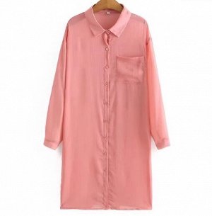Шифоновая рубашка-кардиган на пуговицах, розовый