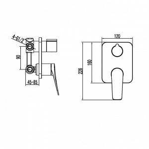 LM3727GM "BRONX" Смеситель для ванны и душа встраиваемый с 2-функц. дивертором, без аксессуаров, гра