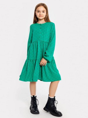 Платье для девочек зеленое с сердечками