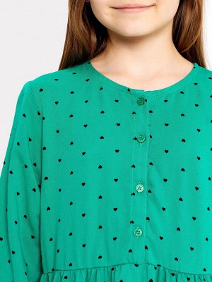 Платье для девочек зеленое с сердечками