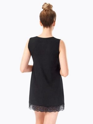 Ночная сорочка женская с кружевными вставками цвет Черный (Edelica)