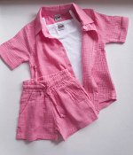 Костюм для девочки из муслина в розовом цвете