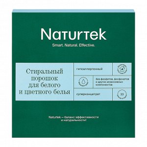 Концентрированный универсальный порошок Naturtek гипоаллергенный с ароматом для стирки белого и цветного белья, 1 кг