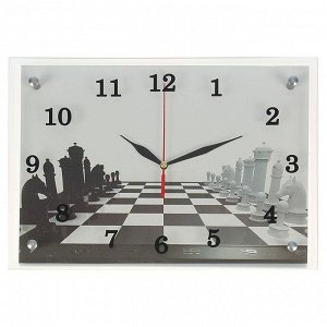 Часы настенные, серия: Интерьер, "Шахматная партия" 25х35 см