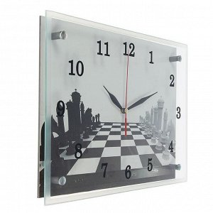 Часы настенные, серия: Интерьер, "Шахматная партия" 25х35 см