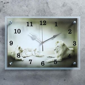 Часы-картина настенные, серия: Животный мир, "Белые львы" 25х35 см