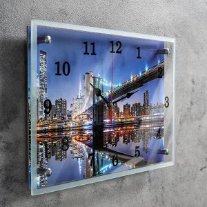 Часы настенные, серия: Город, "Бруклинский мост", 25 х 35 см, плавный ход