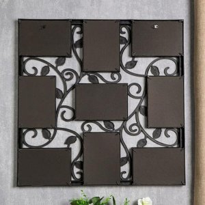 Фоторамка-коллаж на 9 фото 10x15 см «Вьюнок», чёрная, 53x53 см