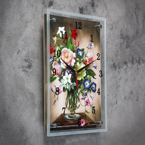 Часы настенные, серия: Цветы, "Разноцветные цветы", 25х35 см