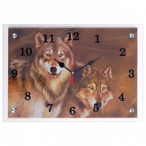 Часы настенные, серия: Животный мир, "Волки" 25х35 см