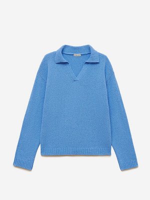 Aim Clothing Джемпер-поло из хлопка букле, голубой
