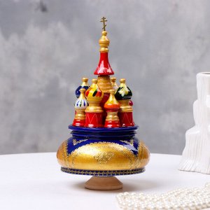 Сувенир музыкальный «Храм» №1, сине-золотой, ручная роспись, 12?22 см