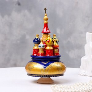Сувенир музыкальный «Храм» №1, сине-золотой, ручная роспись, 12?22 см