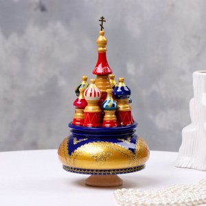 Сувенир музыкальный «Храм» №1, сине-золотой, ручная роспись, 12?22 см