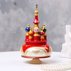 Сувенир музыкальный «Храм» №1, красно-белый, ручная роспись, 12?22 см