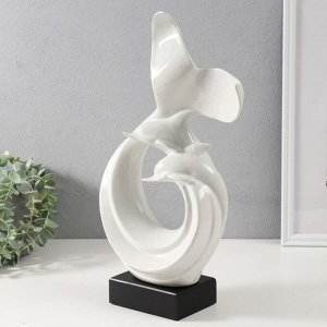 Фигурка керамика «Абстракция. Морские дельфины», белый, 9x18x40 см