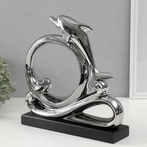 Фигурка керамика «Дельфин на волнах», серебро, 7.5x27.5x27 см