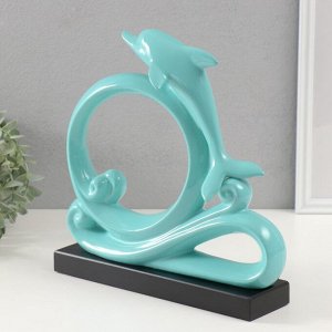 Фигурка керамика «Дельфин на волнах», бирюзовый, 7.5x27.5x27 см