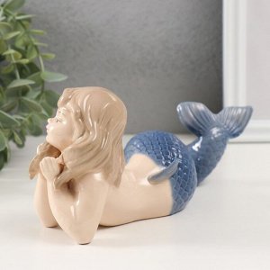 Фигурка керамика «Маленькая русалка с голубым хвостом», 6.5x20.5x9 см