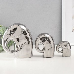 Набор фигурок керамика «Семья», серебро, 3 шт., 11x16.5x19 см; 11.5x6x13.5 см; 4.5x7.5x8 см