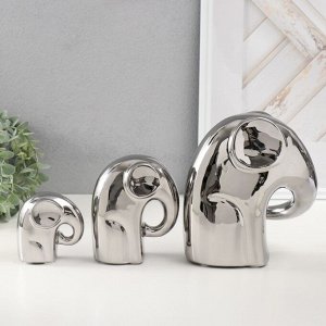 Набор фигурок керамика «Семья», серебро, 3 шт., 11x16.5x19 см; 11.5x6x13.5 см; 4.5x7.5x8 см
