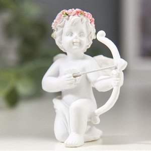 Фигурка полистоун «Купидон», в венке из роз, 6.5x6x5 см, МИКС
