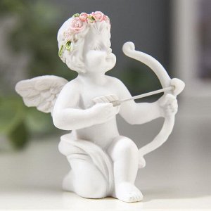 Фигурка полистоун «Купидон», в венке из роз, 6.5x6x5 см, МИКС